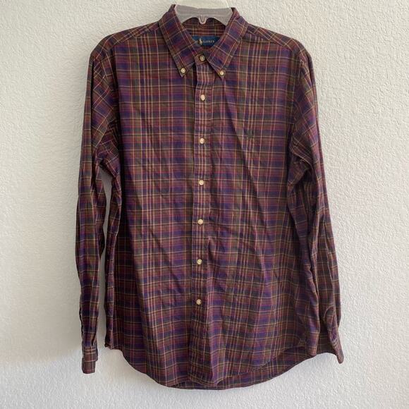 Ralph Lauren Plaid Button Down Shirt Men’s Large - Picture 1 of 5